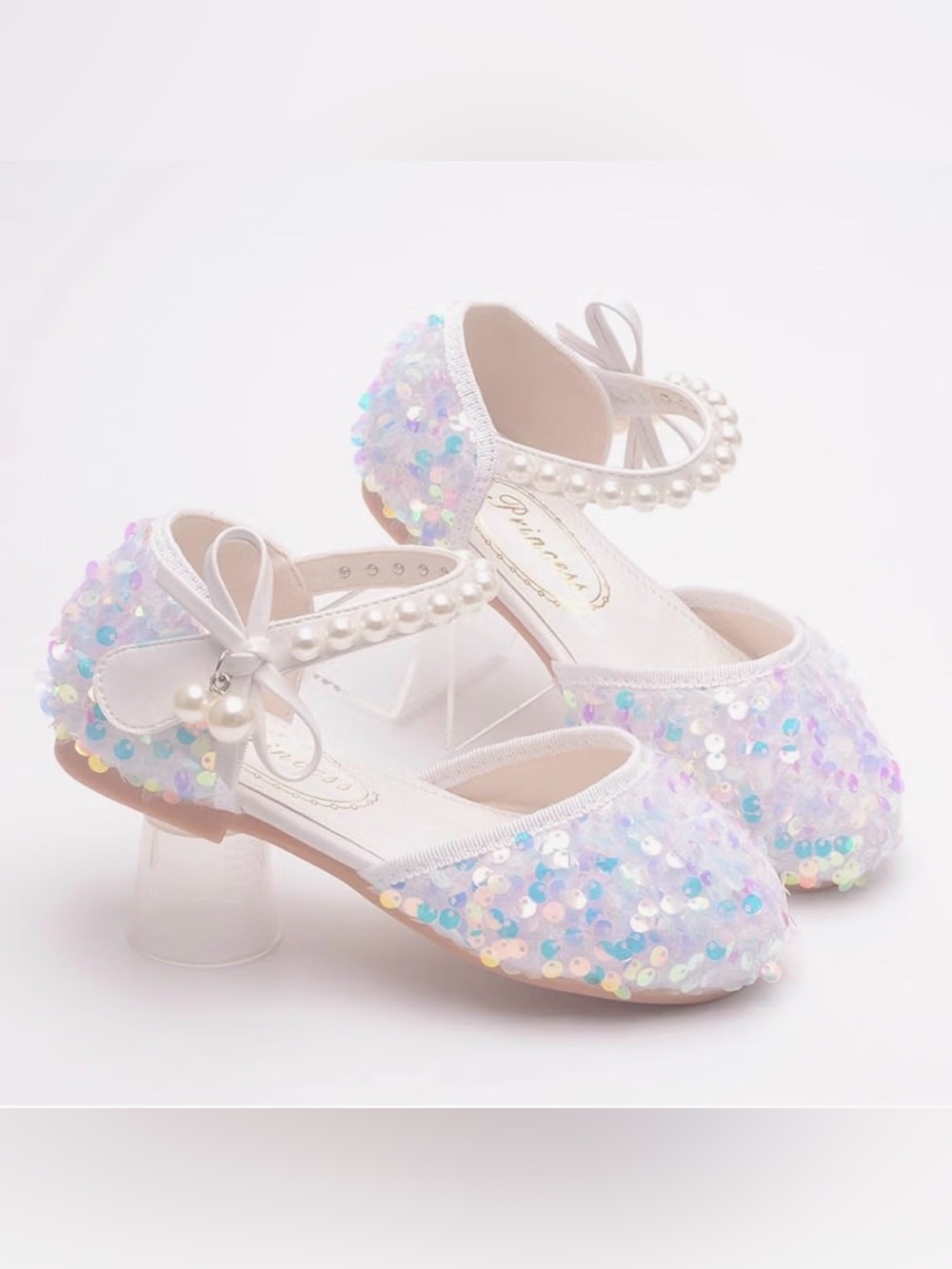 Girls Sequin Pearl Strap Dress Shoes - Size 1 - Special Occasion Shoes!